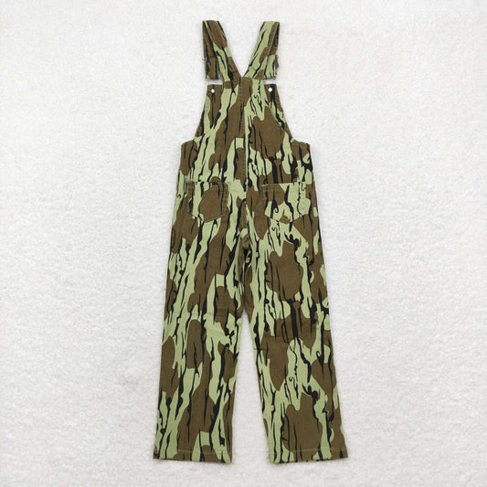 P0534 Denim pants with army green camo straps