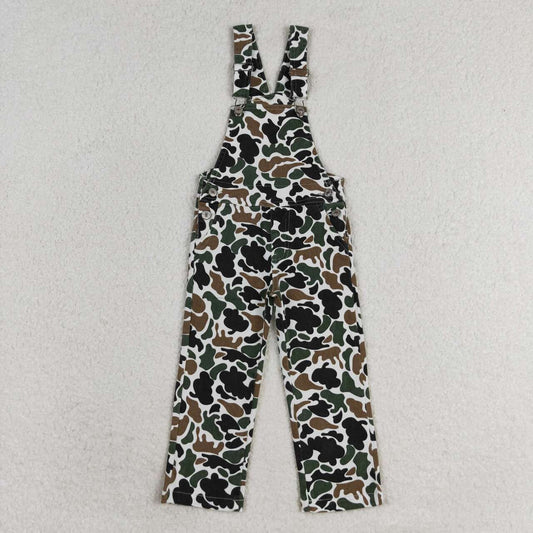 P0535 RTS brown green camo strap denim pants