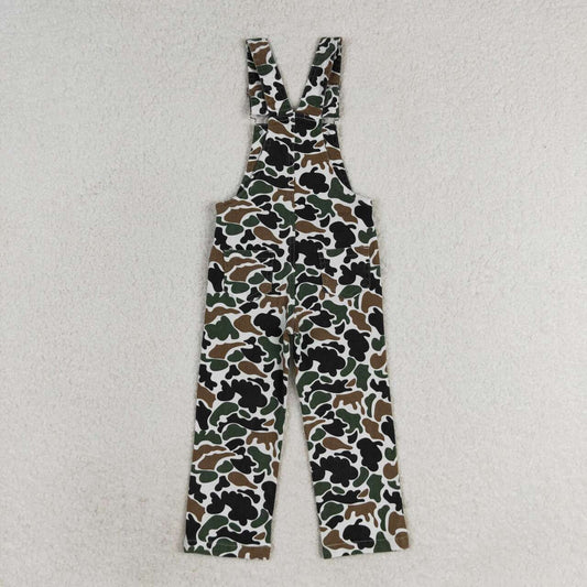 P0535 RTS brown green camo strap denim pants