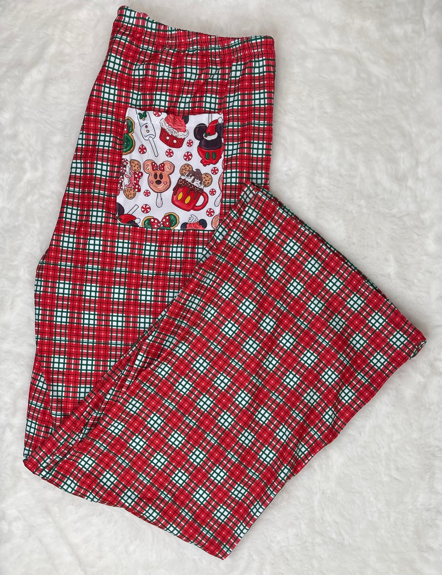 Preorder P0569 NO MOQ adult women's red and white plaid printed trousers