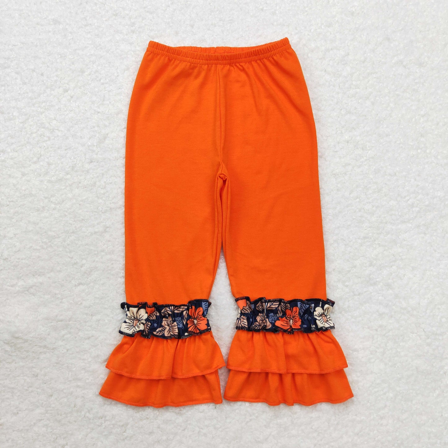 P0580 Floral navy blue lace orange pants high quality