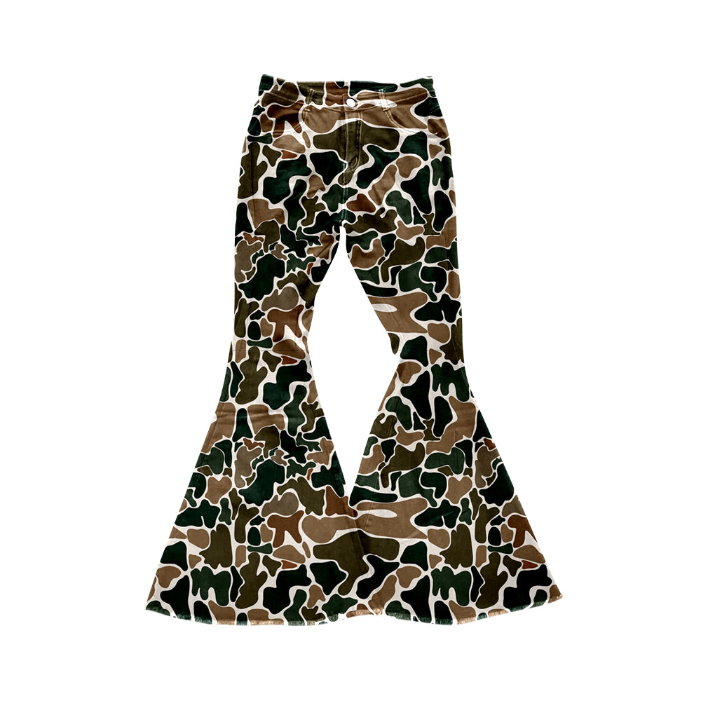 Preorder P0583 NO MOQ adult female brown-green camouflage beige denim pants