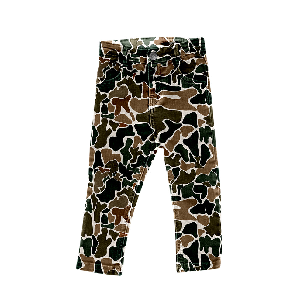 Preorder P0594 NO MOQ Boys brown-green camouflage beige denim pants