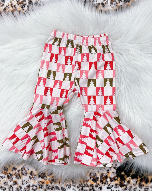 Preorder P0595 NO MOQ Christmas tree plaid pink pants