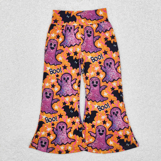 P0609 Halloween Purple Ghost Black bat pattern Orange pants