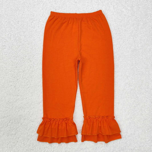 P0634 Orange two-tiered lace pants