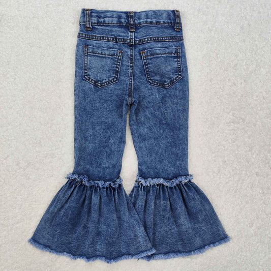 P0676 Blue denim jeans Girls bell bottom pants boutique  Denim Jeans RTS 202501