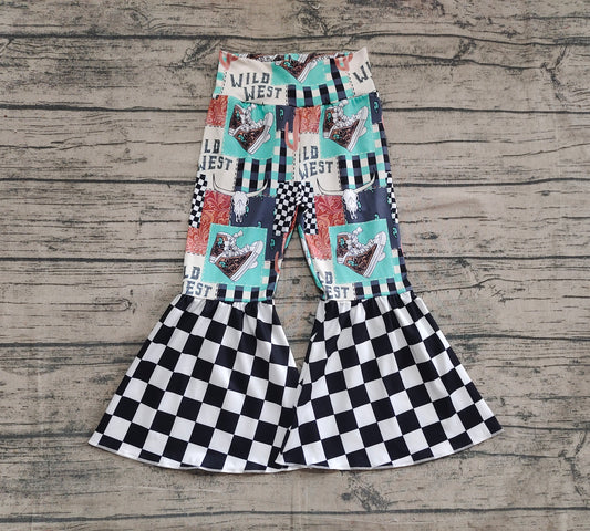 P0751 Western rodeo cowgirl boutique bell bottom pants 202504 RTS