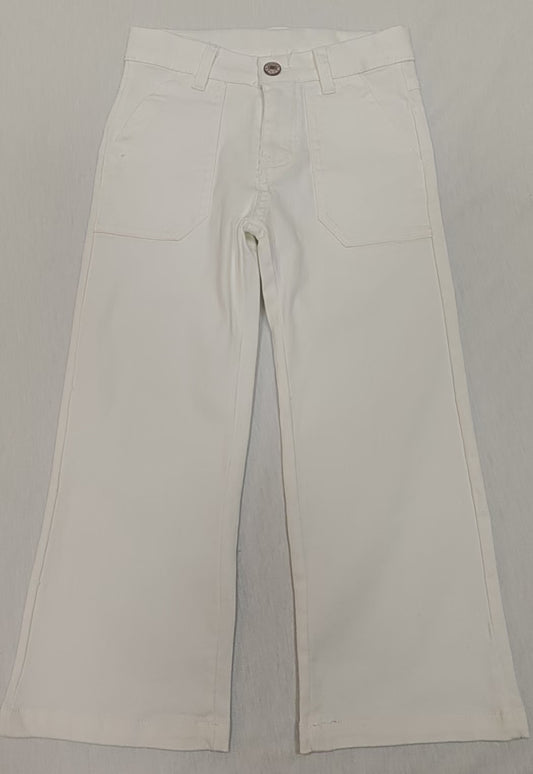 Preorder P0757 Pure White Straight-leg Jeans Girls Boutique Denim Pants 202503