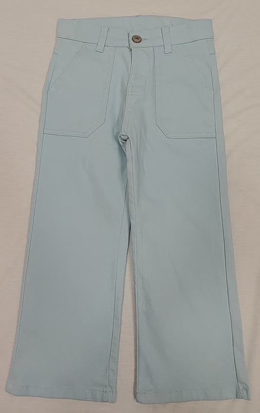 Preorder P0756 Pure Light Blue Straight-leg Jeans Girls Boutique Denim Pants 202503