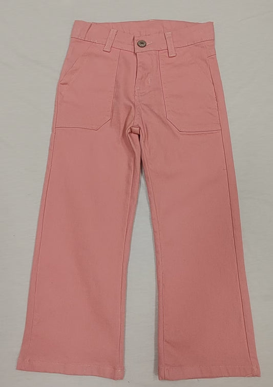 Preorder P0759 Pure Pink Orange Straight-leg Jeans Girls Boutique Denim Pants 202503