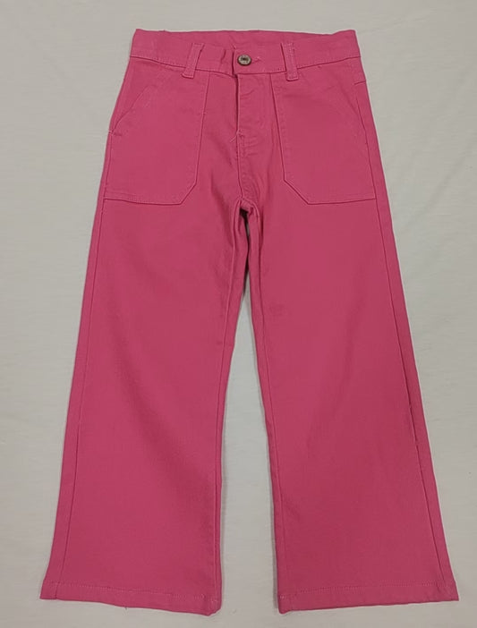 Preorder P0760 Pure Rose Red Straight-leg Jeans Girls Boutique Denim Pants 202503