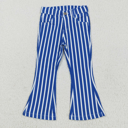 P0761 Striped Royal Blue Denim Trousers High Quality Girls Jeans 202505 RTS