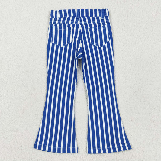 P0761 Striped Royal Blue Denim Trousers High Quality Girls Jeans 202505 RTS