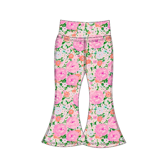 Preorder P0769 Girls Boutique Flower Pink Orange Yoga Pants 202506