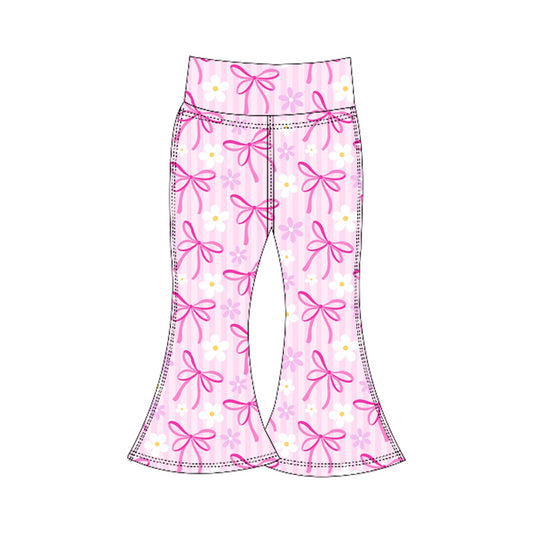 Preorder P0771 Girls Boutique Flower Bows Rose Red Yoga Pants 202506