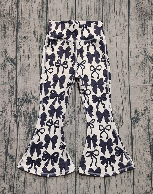 NO MOQ Preorder P0775 Girls Boutique Black Bows Yoga Pants 202509
