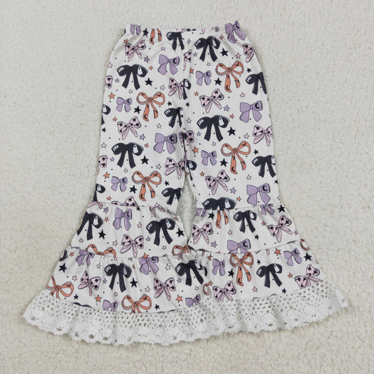 P0783 Girls Boutique Halloween Bow Star Ruffle Lace Beige Pants 202508 RTS