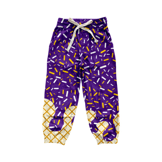 P0813 preorder Adult Women Purple Waffle Ice Cream Drip Yoga Pants 202508
