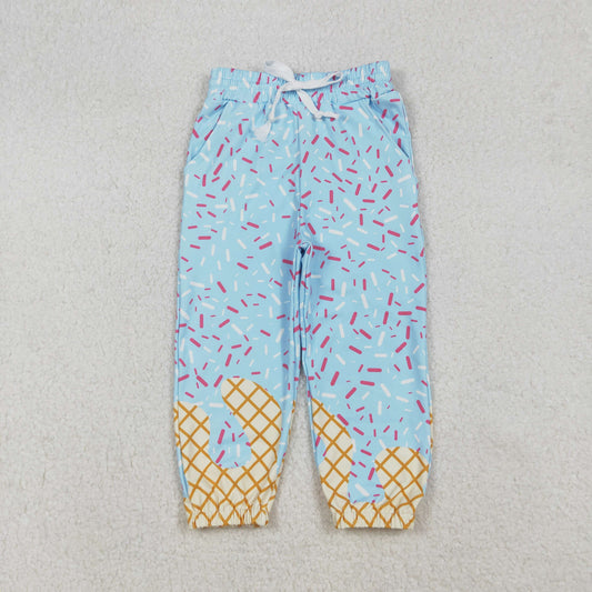 P0814 Light Blue Waffle Ice Cream Drip Girls Yoga Pants 202509 RTS