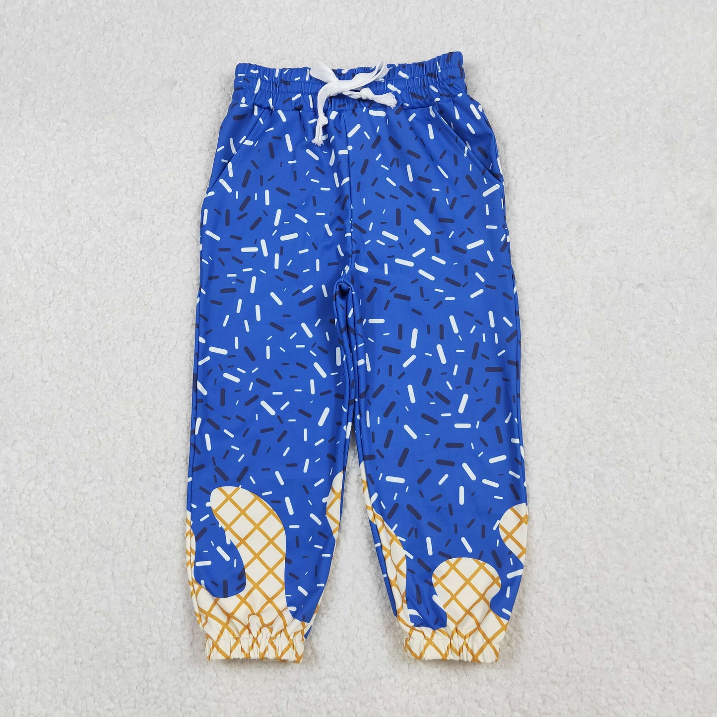 P0818 Blue Waffle Ice Cream Drip Girls Yoga Pants 202509 RTS