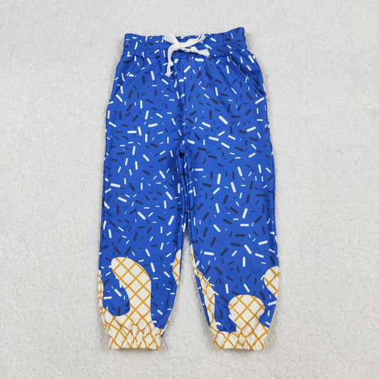 P0818 Blue Waffle Ice Cream Drip Girls Yoga Pants 202509 RTS