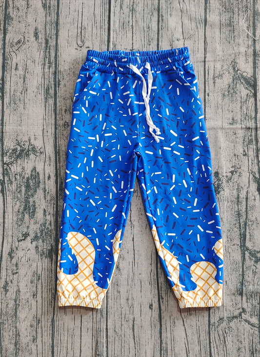 Preorder P0818 Blue Waffle Ice Cream Drip Girls Yoga Pants 202508