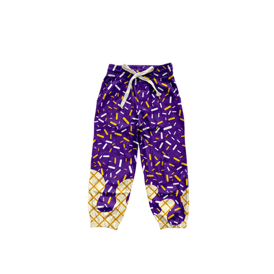 Preorder P0819 Purple Waffle Ice Cream Drip Girls Yoga Pants 202508