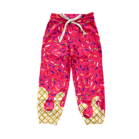 P0823 preorder Adult Women Rose Red Waffle Ice Cream Drip Yoga Pants 202508