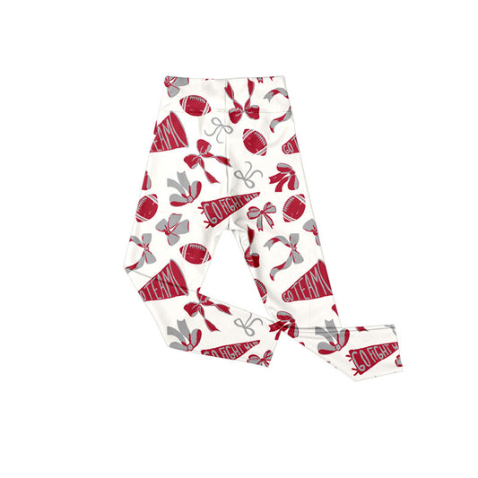 MOQ 8 Preorder P0846 Go Team Football Red Gray Girls Yoga Pants 202509