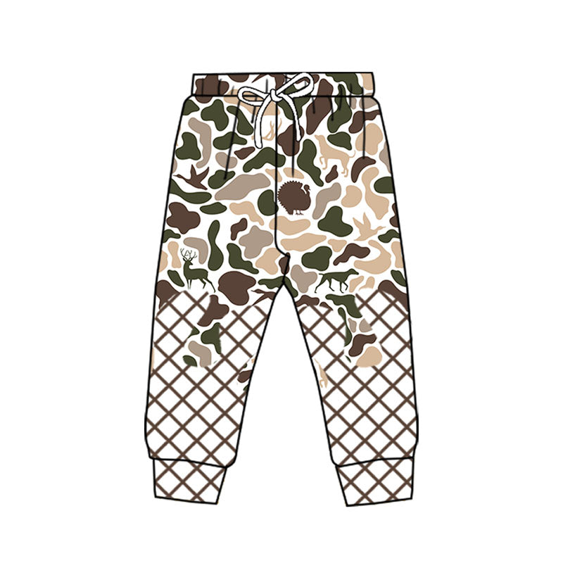 MOQ 8 Preorder P0868 Puppy Deer Duck Hunting Camouflage Waffle Boys Long Pants 202509