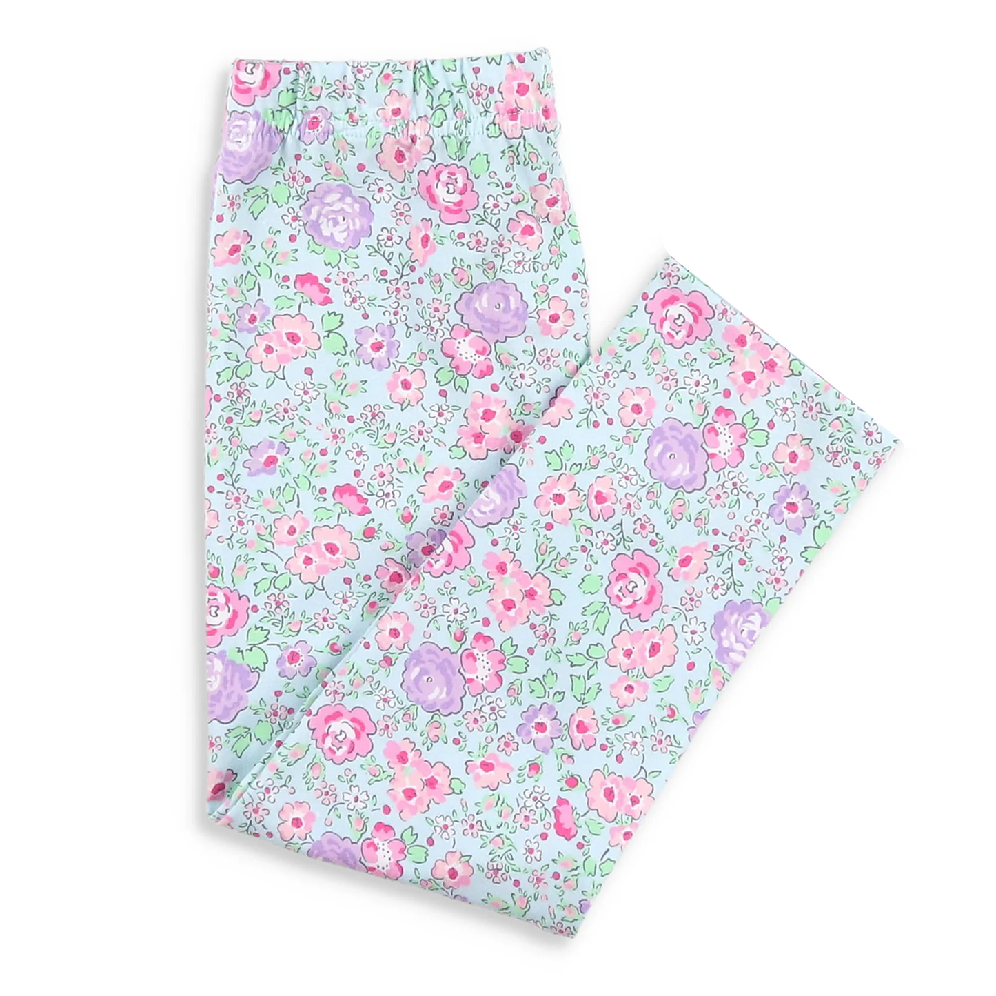 MOQ 8 Preorder P0872 Floral Leaf Light Blue Girls Long Pants 202509