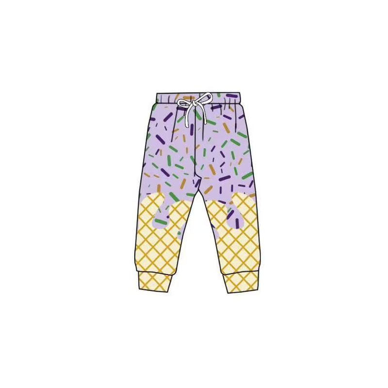 MOQ 8 Preorder P0884 Light Purple Waffle Ice Cream Drip Boys Long Pants 202509