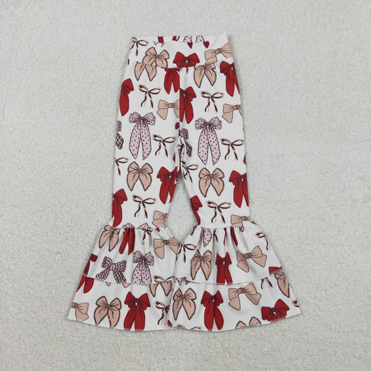 P0885 Girls Bows Double Ruffle Yoga Bell Bottom Pants 202512 RTS