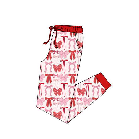 MOQ 5 P0899 preorder Valentine's Day Adult Female Bows Red Long Pants 202510