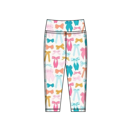 MOQ 5 Preorder P0918 Colored Bows Girls Yoga Pants 202510