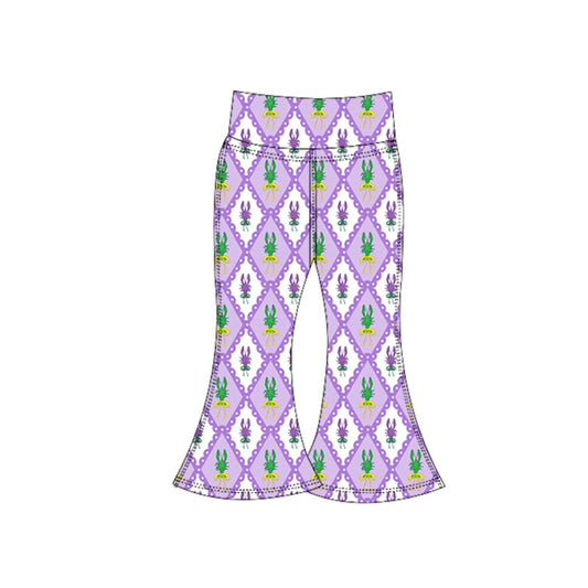 MOQ 5 Preorder P0936 Mardi Gras Crayfish Purple Girls Yoga Pants 202510