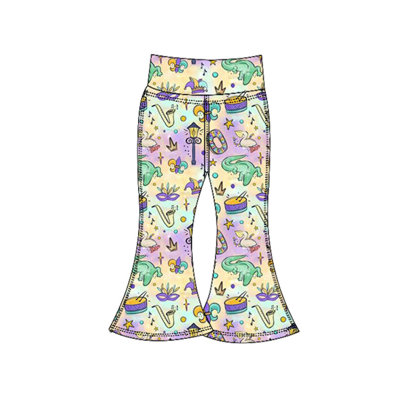 MOQ 5 Preorder P0938 Mardi Gras Colored Girls Yoga Pants 202510