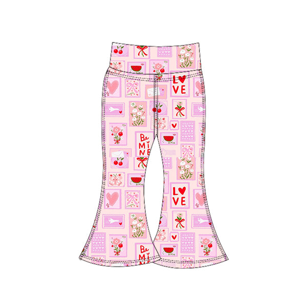 MOQ 5 PCS Preorder P0956 Valentines Day Be Mine Cherry Blossom Plaid Envelope Pink Girls Yoga Pants 202511