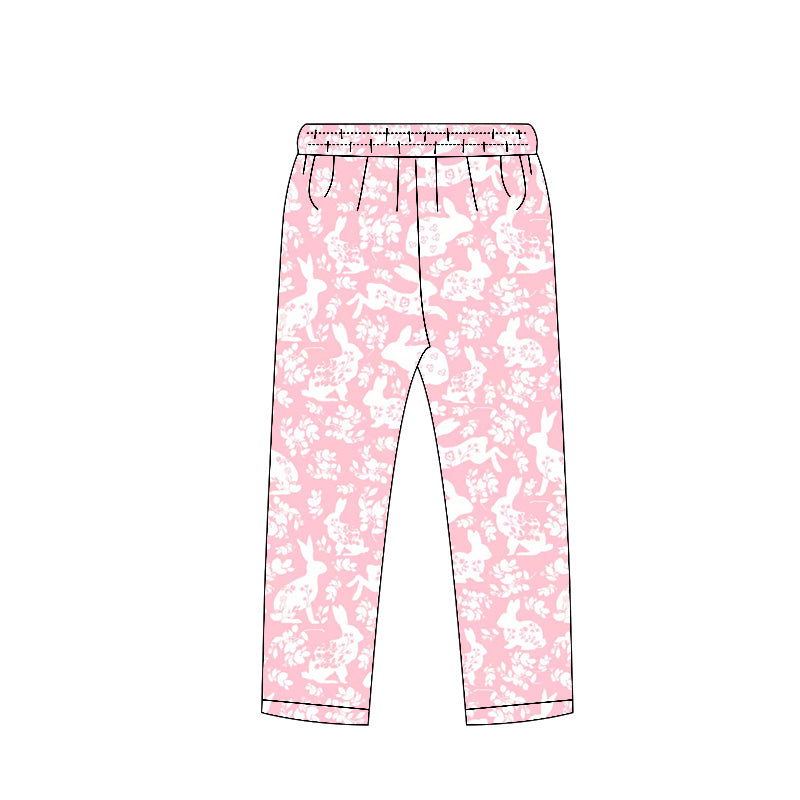 MOQ 5 PCS Preorder P0960 Easter Bunny Flower Pink Girls Pants 202511