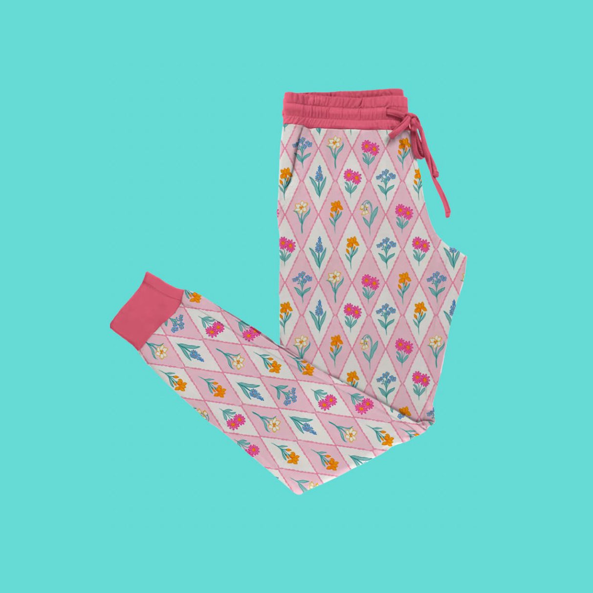 MOQ 5 P0966 preorder Adult Female Flower Plaid Pink Long Pants 202511