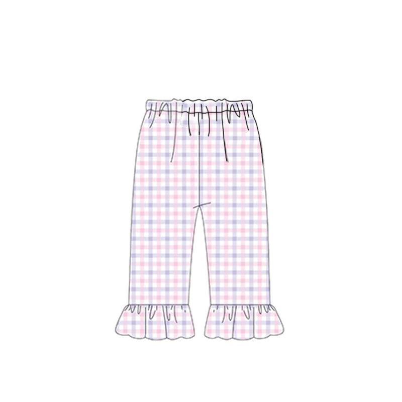 MOQ 5 PCS Preorder P0990 Pink Purple Plaid Girls Pants 202511