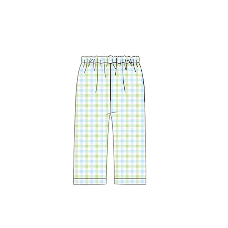 MOQ 5 PCS Preorder P0991 Green Blue Plaid Girls Pants 202511