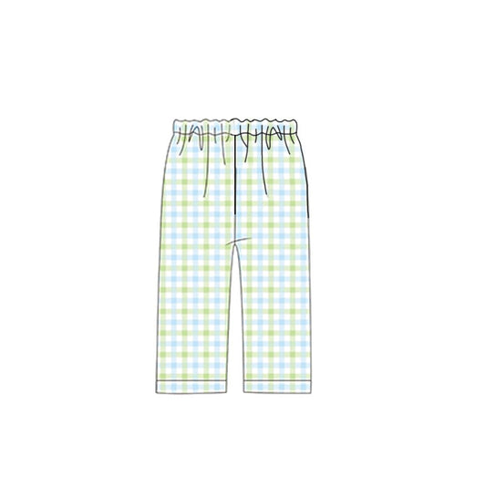 MOQ 5 PCS Preorder P0991 Green Blue Plaid Girls Pants 202511