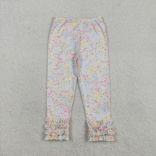 P1005 Flower Ruffle Long Pants Girls Pants 202601 RTS