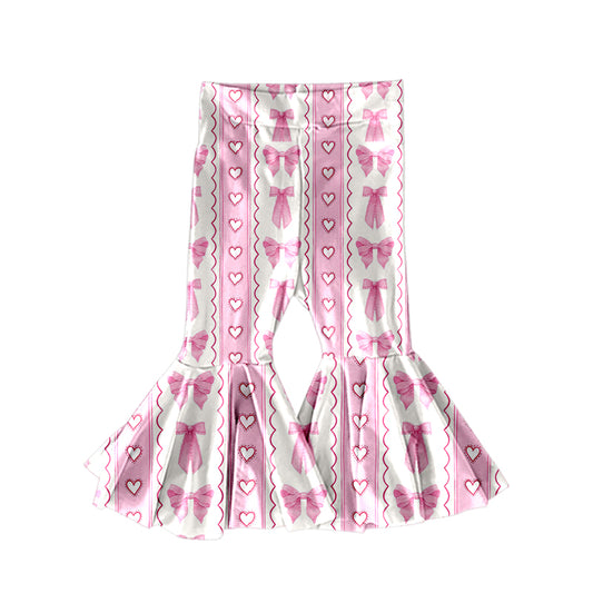 MOQ 5 PCS Preorder P1006 Valentines Day Love Bows Pink Bell Bottom Pants Girls Pants 202511