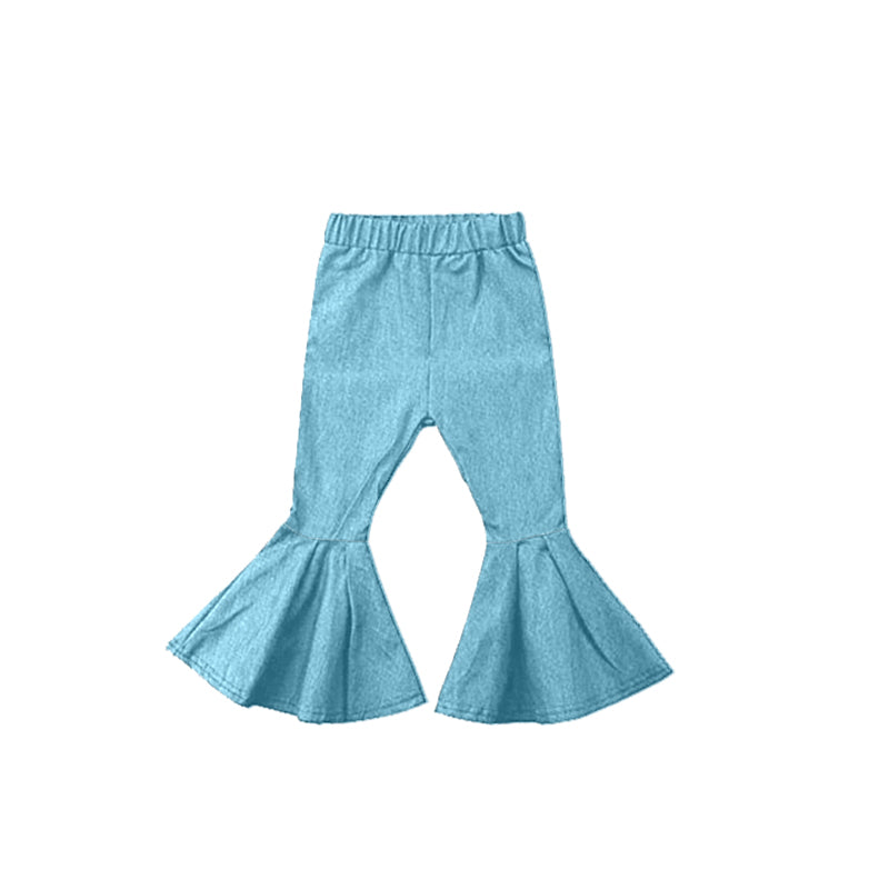 MOQ 5 PCS Preorder P1007 Blue Green Bell Bottom Pants Girls Pants 202512