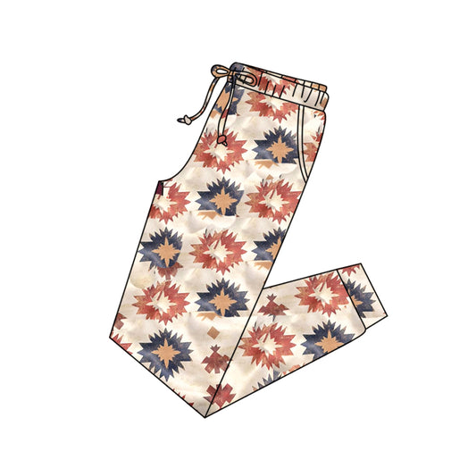 MOQ 5 PCS P1014 preorder Adult Female Geometric Pattern Light Brown Long Pants 202512