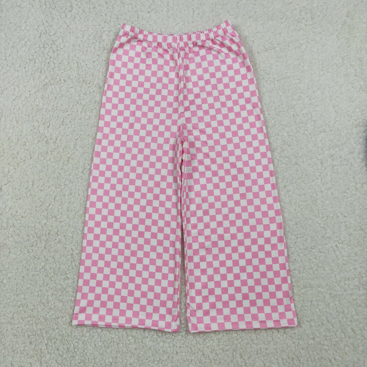 P1018 Pink Plaid Long Pants Girls Pants 202601 RTS