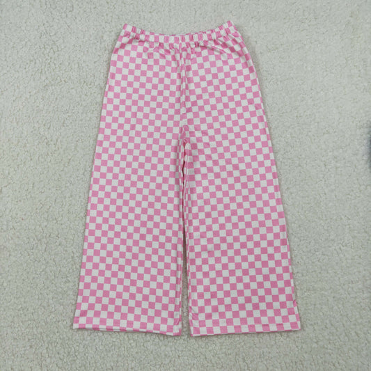 P1018 Pink Plaid Long Pants Girls Pants 202601 RTS
